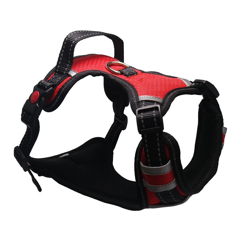 Benepaw Ademend Geen Pull Grote Hond Harnas Vest Zachte Verstelbare Reflecterende Duurzaam Pet Harness Medium Grote Hond Controle: Rood / M-No red lock button