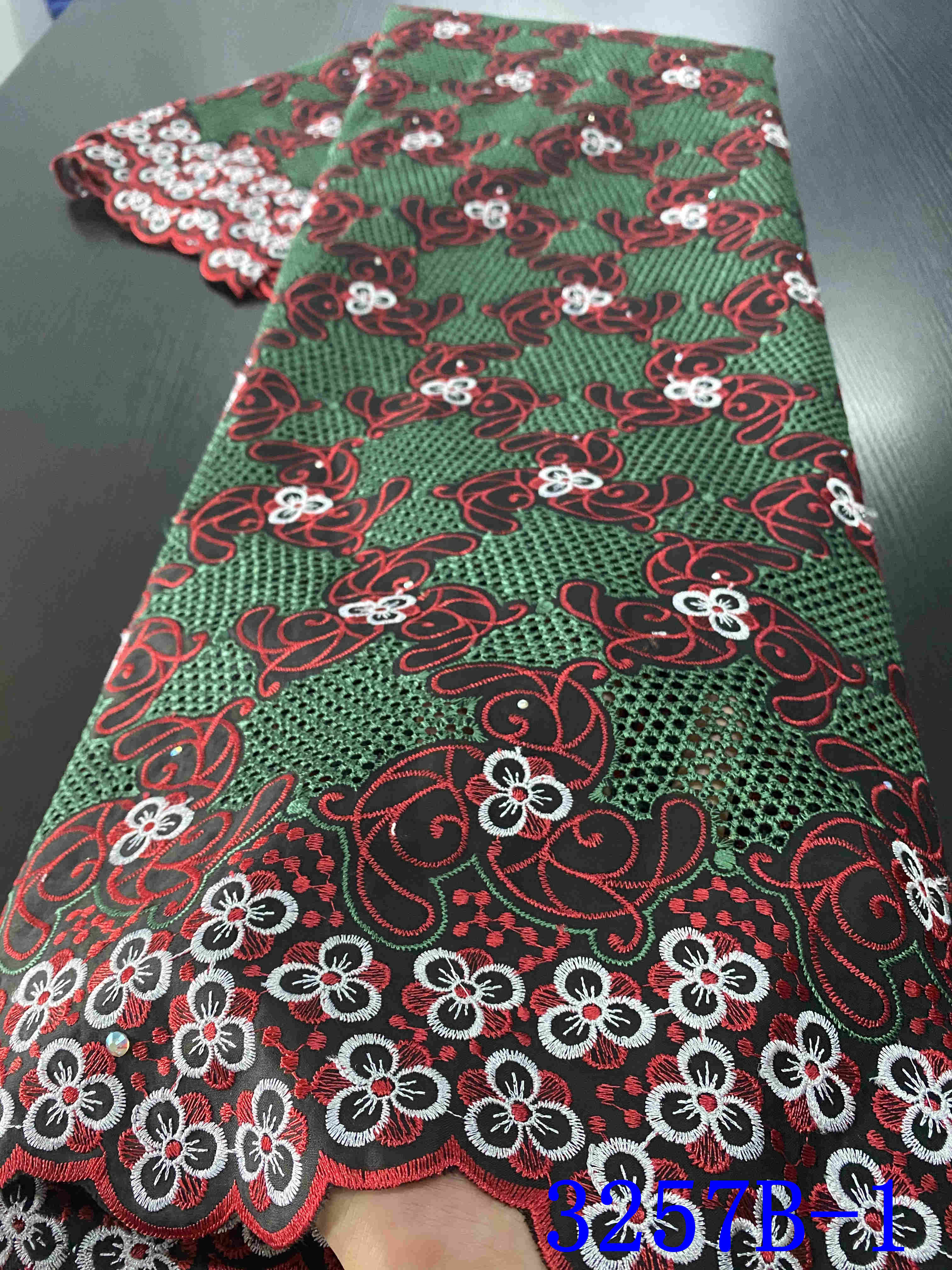 African Dry Voile Lace In Switzerland Stoned Nigerian Lace Fabrics Lace For Dress Cotton Lace Fabric YA3257B-5: Picture 1
