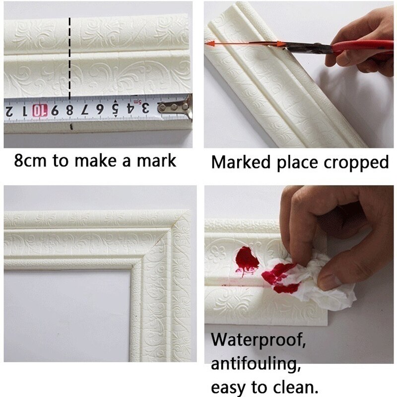 Papier peint auto-adhésif amovible en PVC, 8x230cm, pour cuisine, salle de bains, bordure 3D