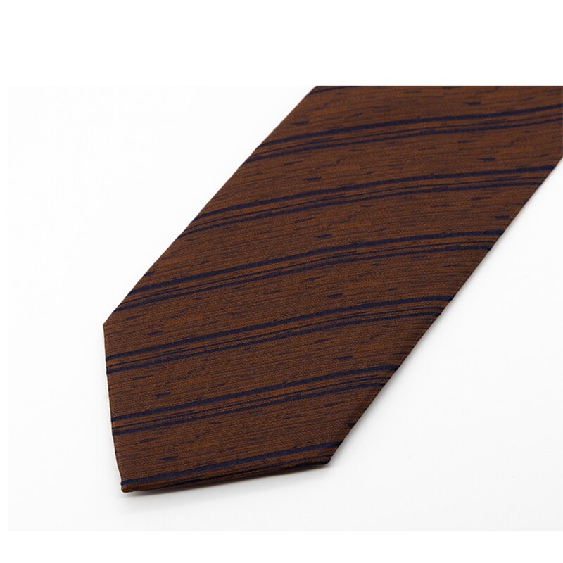 Brown Ties for Men Brand 8CM Wide Striped Tie Formal Business Necktie Men's