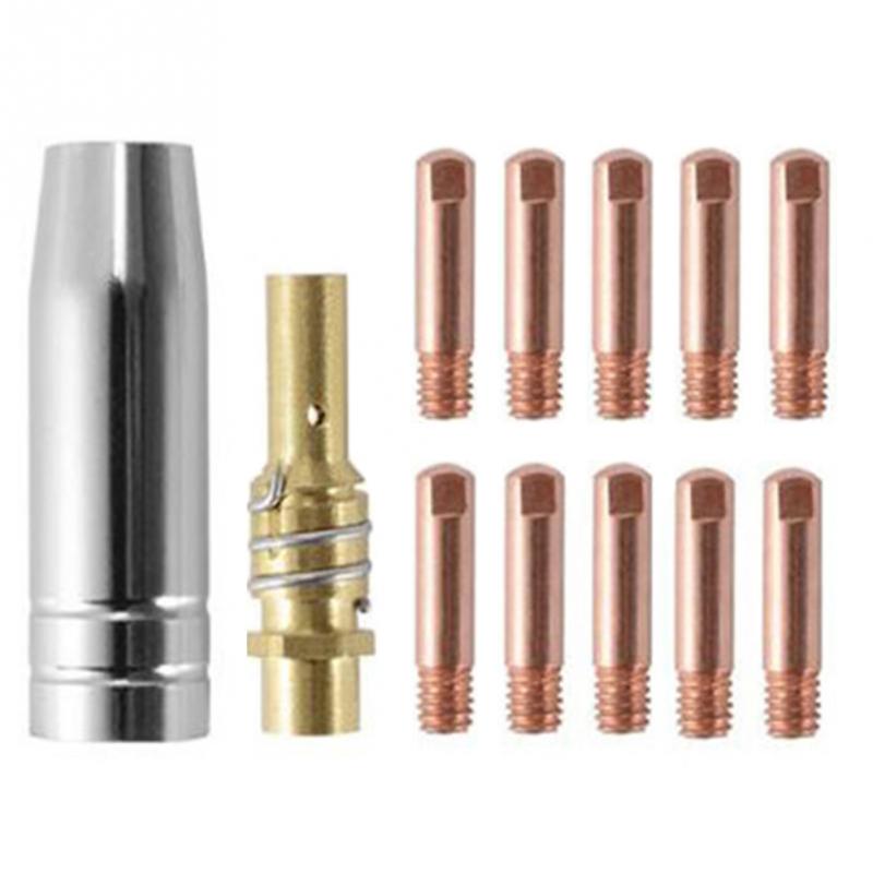 12 kpl johtava suutin 0.6 0.8 1.0 mm mb -15ak mig/mag  m6 hitsaus hitsauspolttimen kosketinkärjen pidike kaasusuutinosa työkalusarja