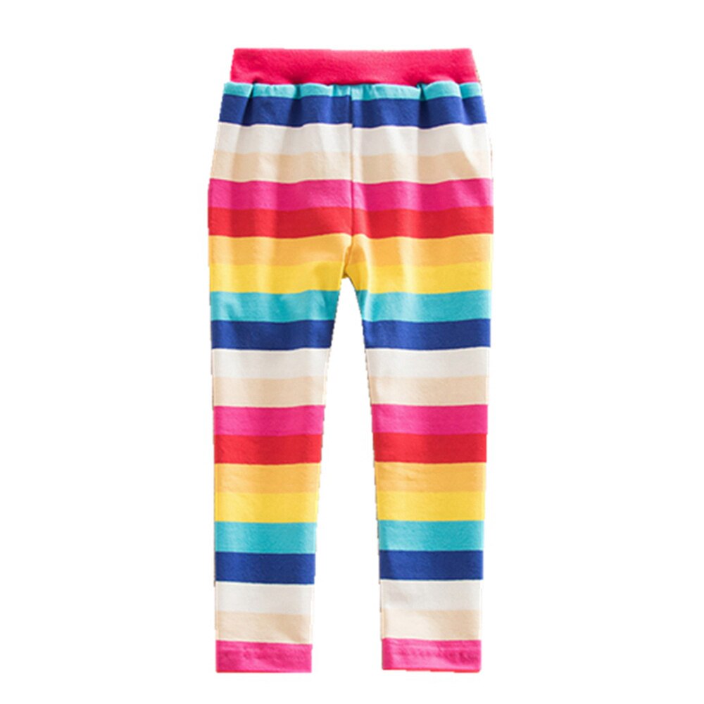 JUXINSU Meisjes Regenboog Streep Leggings Katoen Bloem Lange Lente Zomer Broek voor 1-8 Jaar: 2T