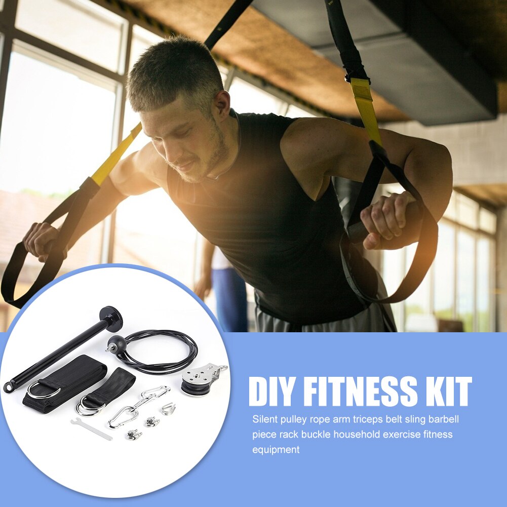 Fitness Pulley Cable Machine DIY Adjustable Length Set Arm Triceps Strength Training Home Gym Workout Sport Equipment