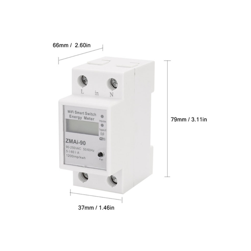 Wifi Intelligent Energy Meter for Calculate Total Consumption for Home School and Office Decoration High Reliability