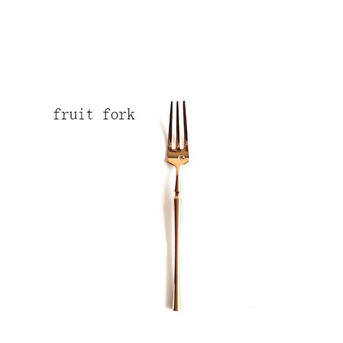 Ensemble de couverts en acier inoxydable or rose brillant, outils en acier inoxydable, excellents accessoires de cuisine cuillère avec boîte à déjeuner couteau et fourchette: Fruit fork