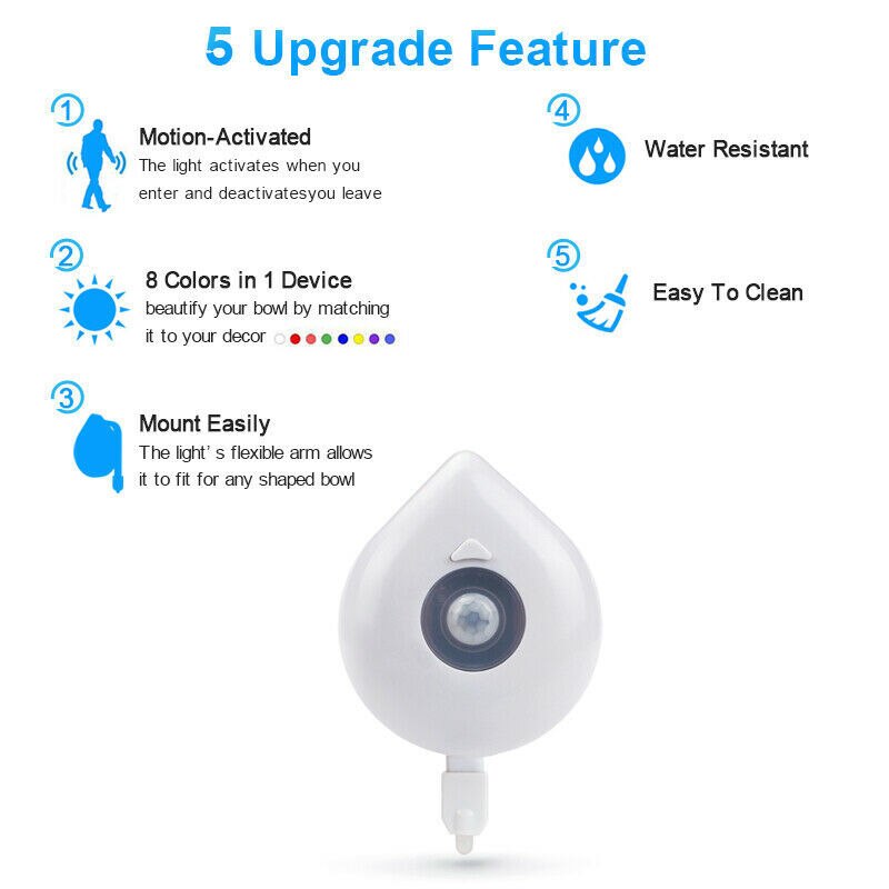 LED Toilet Seat Night Light Motion Sensor WC Licht Real 8 Kleuren Verwisselbare Lamp AAA Batterij Aangedreven Backlight voor Wc kom