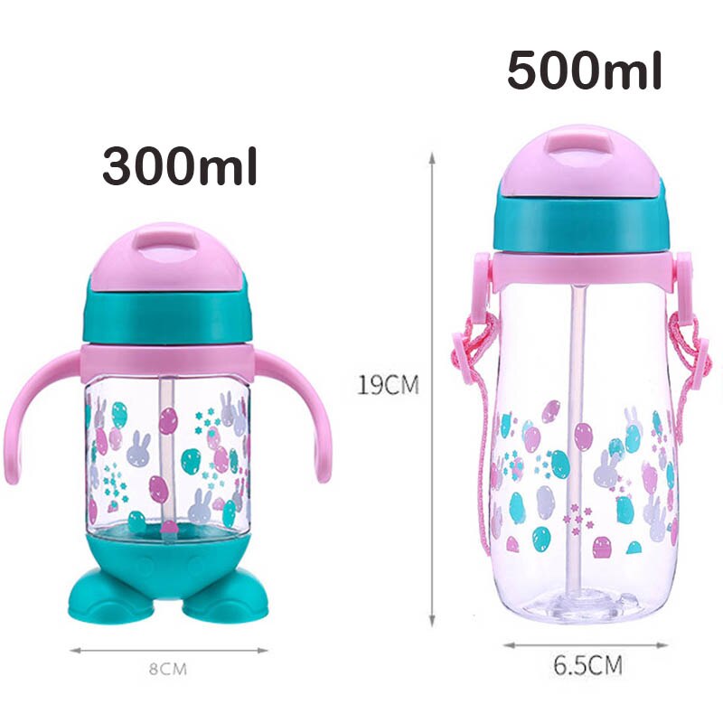 Bijgewerkt Duurzaam Baby Luier Kids Straw Cup Drinkfles Sippy Cups Met Handvatten Leuke Voeden Fles 300/500ml