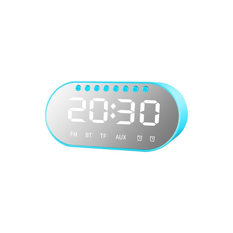 Klok luidspreker draadloos spiegel led dubbele wekker bluetooth 4.2 bas luidspreker usb tf aux fm radio ingebouwde microfoon luidspreker: Blauw