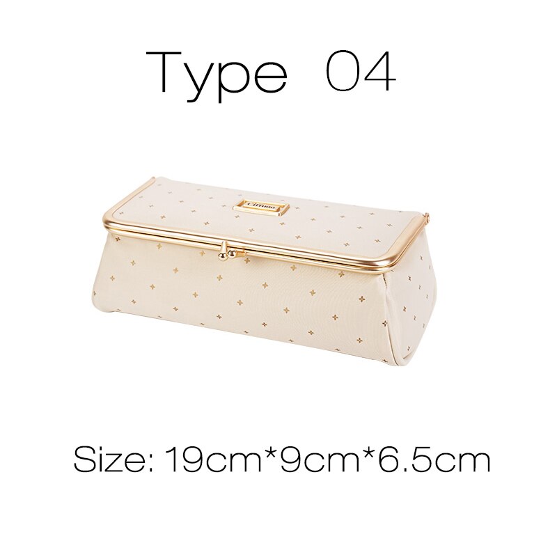 Bolso de maquillaje de a la para mujer con espejo pequeño organizador cosmético de viaje maquillaje lápiz labial pincel Caja de Herramientas caja de almacenamiento: Type 04