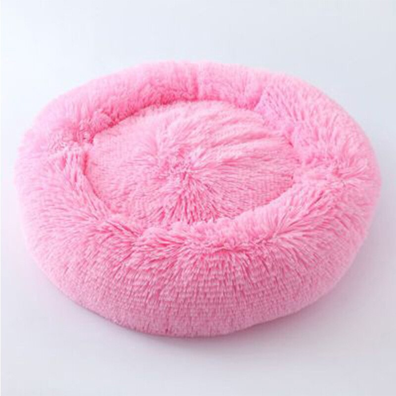 Pluche Huisdieren Ronde Hond Bed Matten Puppy Small Medium Honden Warm Chaise Longue Slapen Mand Hond Kat Ademend Kussen bedden: Pink / S