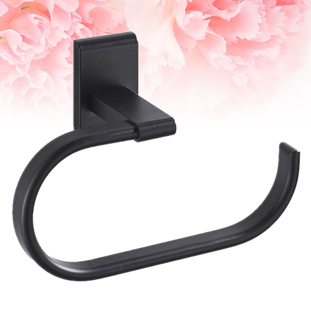 1 Pc Handdoek Ring Gratis Punch Wandmontage Handdoekenrek Praktische Handdoek Houder Voor Thuis Badkamer Gebruik (Zwart)