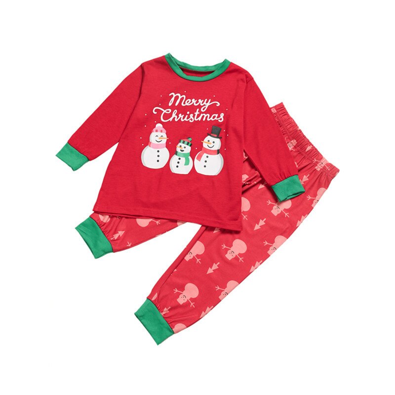Familie matchende julepyjamas sæt mor og børn tøj snemand print varm sværdskjorte og bukser voksen 2 stk juletøj outfit