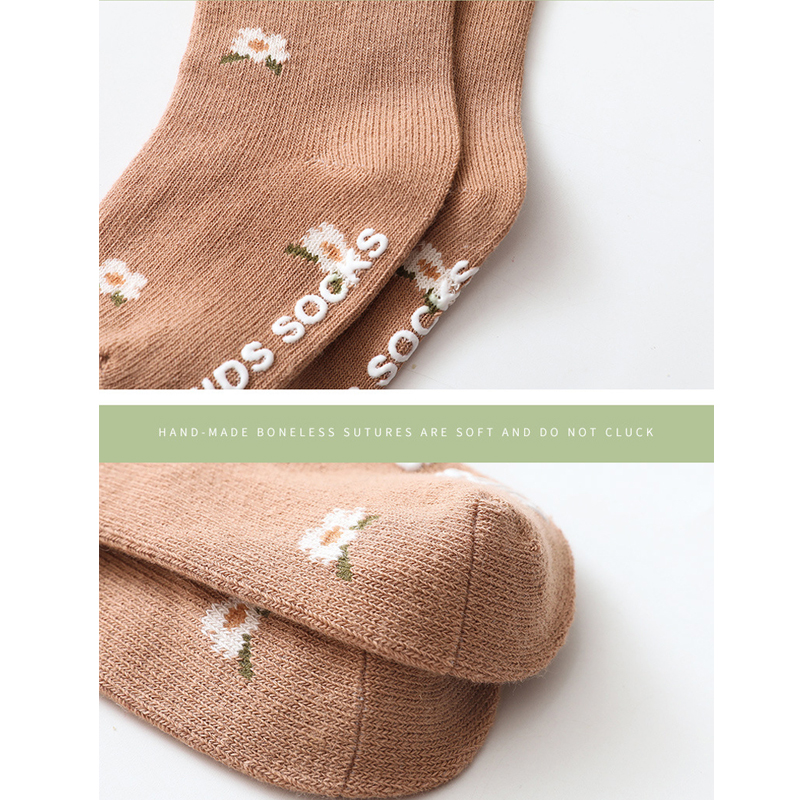 Kids Sokken Baby Solid Cotton Candy Kleuren Warmers Sokken Voor Jongens Meisjes Anti-Slip Baby Sokken Met Bloemen Hout oren Kid