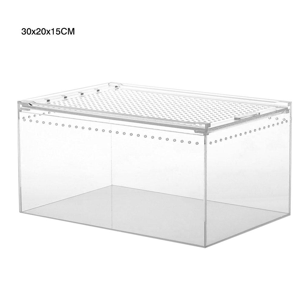 Reptile Breeding Box Clear Acrylic Reptile Feeding Box Multipurpose Terrarium For Insect Tarantulas Amphibians Caterpillars Snai: 30x20x15CM