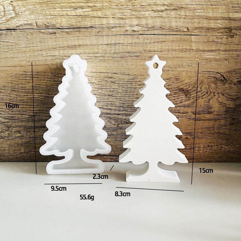 Ornamento da tavolo per albero di pino di Natale Stampi in silicone base per candela in gesso fai-da-te tappo-in Decorazione per auto Stampo in resina Artigianato per la casa: BIANCO