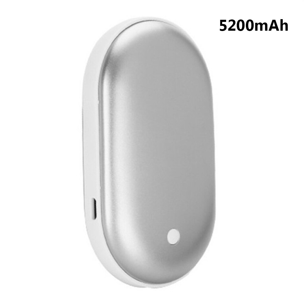 5200mAh 5V Cute USB Rechargeable Portable Battery LED Electric Hand Warmer Heater Travel Home Mini Pocket Warmer: A1 sliver