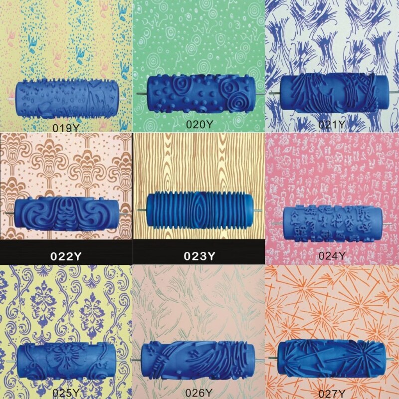5" Embossed Paint Roller Sleeve Wall Texture Stencil Brush Pattern Decor 066Y