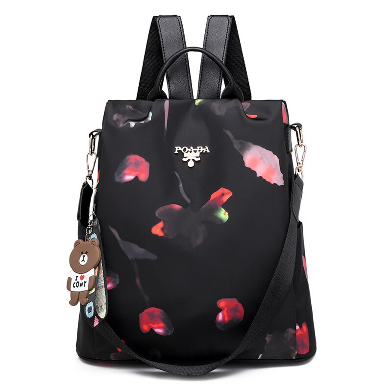 Mochila de con peces mágicos para mujer, mochila de gran capacidad para mujer, mochila escolar para chicas adolescentes, mochila de viaje ligera para señoras: Black Pansy f2