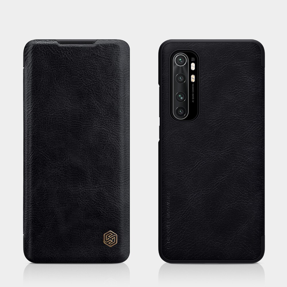 Nillkin hoesje voor xiaomi mi note 10 lite qin-serie pu-leren flipcover voor xiaomi mi note 10 lite hoesje: Zwart