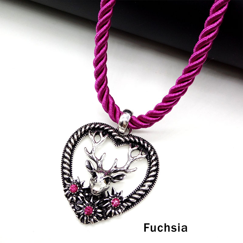 charmant Elch Hirsch Anhänger Halskette Herz bilden Jahrgang Mehrfarbig stränge Seil Halskette Oktoberfest Schmuck: Fuchsie