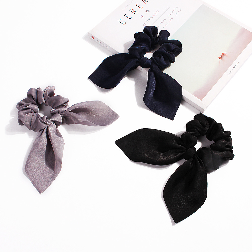 Neue Feste farbe Haarband Mädchen/Frauen Hase Ohr Knoten Bogen Haar Bands Kaninchen Ohr Haar krawatte Pferdeschwanz Haar zubehör