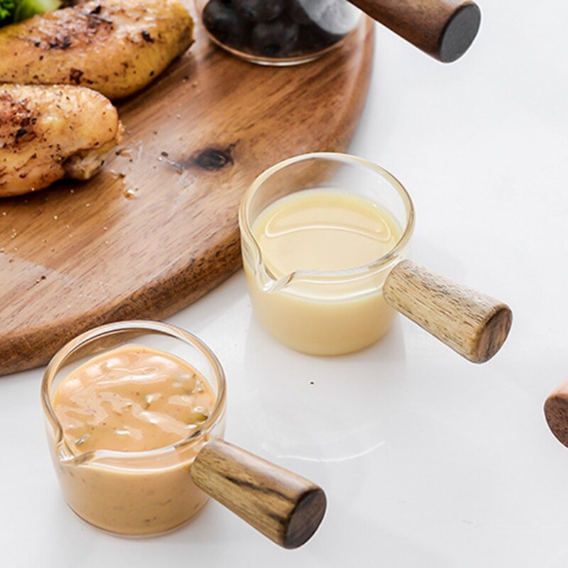 Japansk mini melkepanne enkelt håndtak glass saus baby komfyr kjele liten gryte eddik tallerken saus båter med håndtak