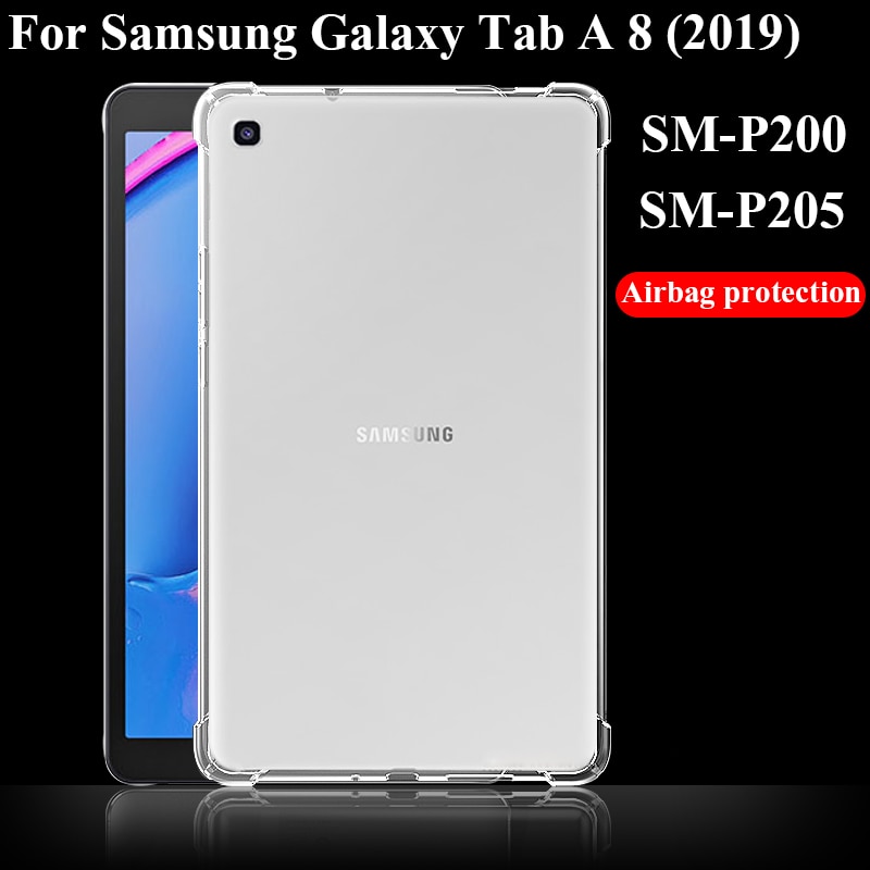 Tablet Case Voor Samsung Galaxy Tab Een 8 Pen Siliconen Soft Shell Tpu Airbag Cover Transparante Bescherming Tas Voor SM-P200/P205