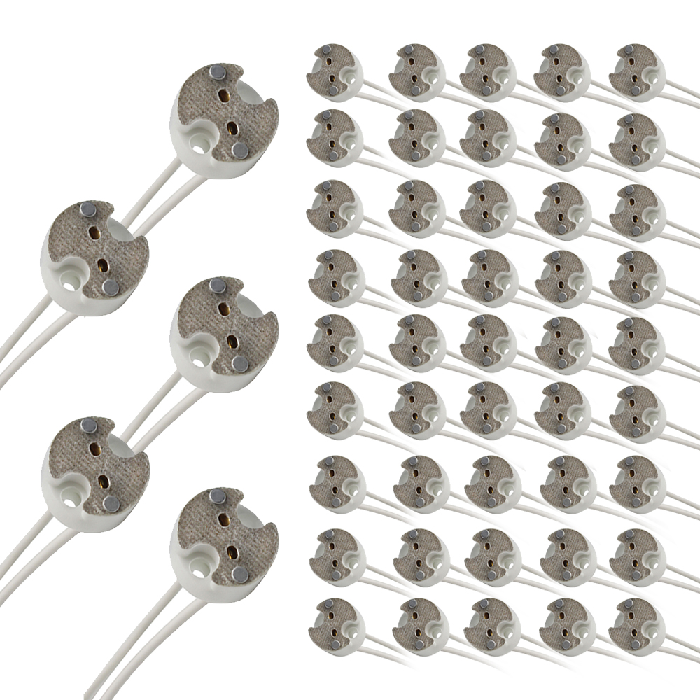 G5.3 / GU5.3 / MR16 / G4 / MR11 Ronde Keramische Led Halogeen Lamp Light Bulb Socket Houder Base Draad connector Adapter MR16: 50pcs