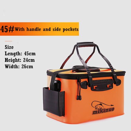 Shoulder Multifunction Fishing Bag Portable Fold Live Fish Storage Box With Oxygen Pump Bucket Tackle Outdoor Fishing Equipment: 28L Orange