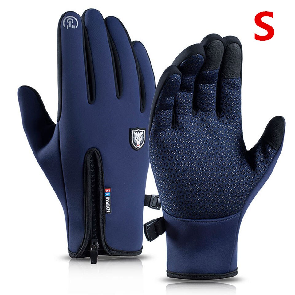 Xiaomi-guantes de invierno térmicos y cálidos para hombre y mujer, resistentes al viento, para deportes al aire libre, ciclismo, guante de pantalla táctil de dedo completo: Blue S