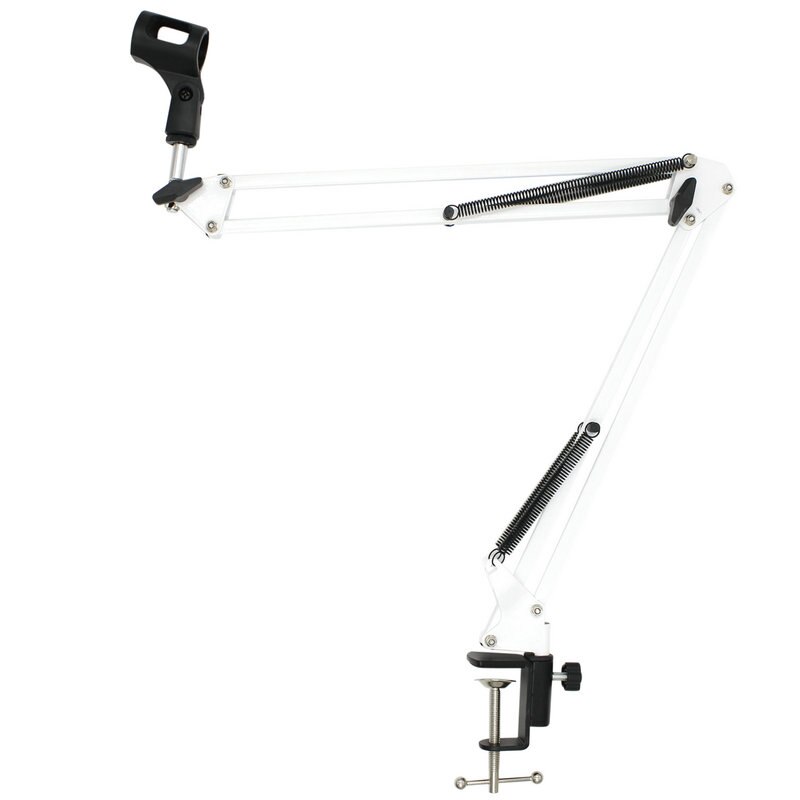 NB-35 Broadcasting Studio Microphone Mic Stand Boom Scissor Suspension Arm Mount Shock For Mounting On PC Laptop Notebook: White  arm stand