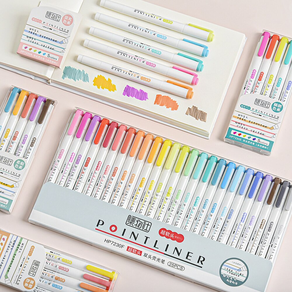 6/8/25colors Double Line Highlighter Marker Pen Su... – Vicedeal