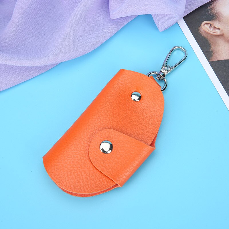 Keychain Schlüssel Halfter Tasche fallen Tragbare Leder Haushälterin Auto Schlüssel Halfter unisex Brieftasche Abdeckung Einfache Feste Farbe Lagerung Tasche: Orange