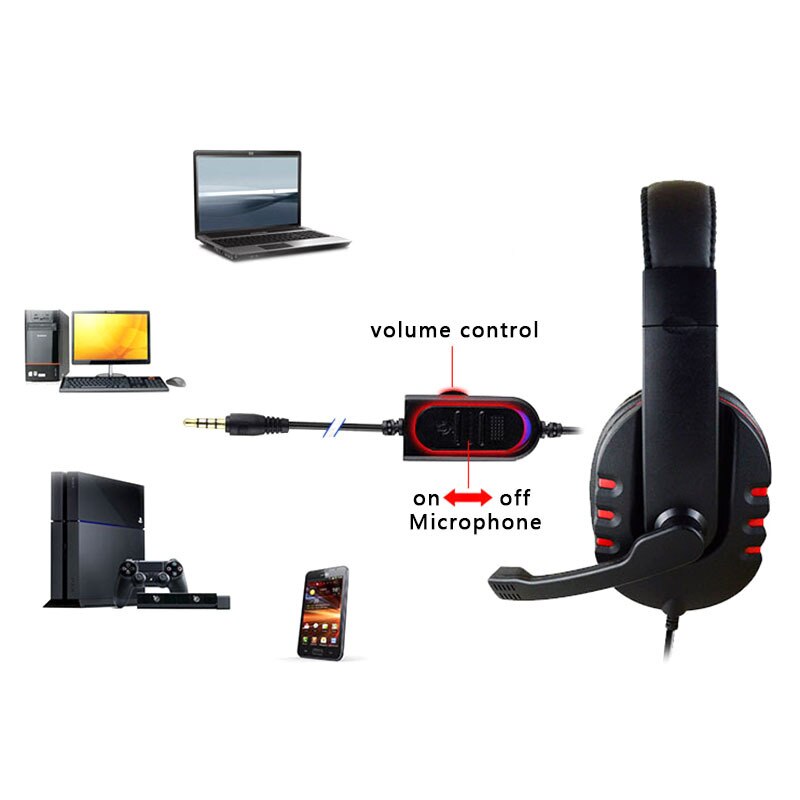 3.5mm hovedmonterede kabel-headset til gaming headset støjreduktion mikrofon lydstyrkekontrol til pc laptop  ps4 smartphone