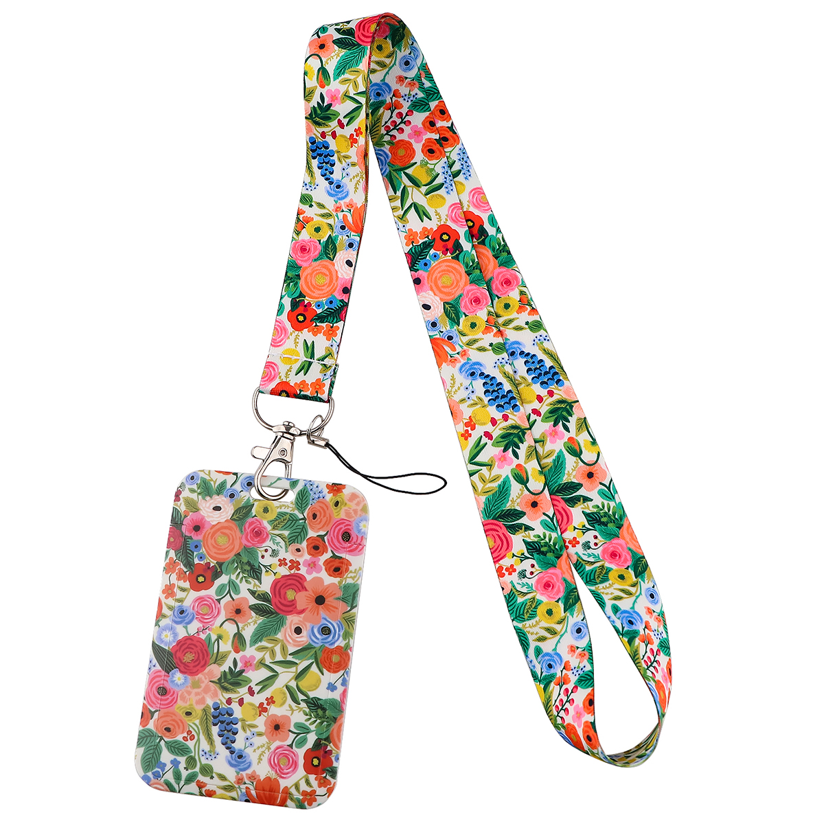 Flowers Series Bright Floral Lanyards Neck Strap Mobile Phone Rope Credit Card Cover Card Sleeve Accessories: PURPLE