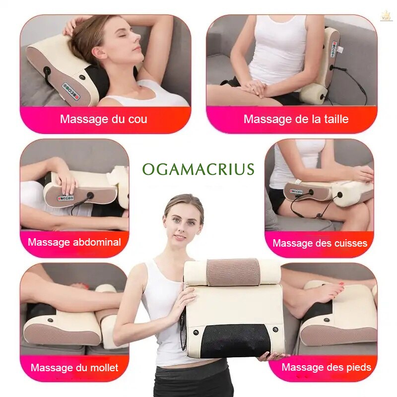 Ogamacrius 2 In 1 Massage Kussen Warmte Shiatsu Apparaat Elektrische Cervicale Gezonde Body Ontspanning Massage Voor Nek Massager
