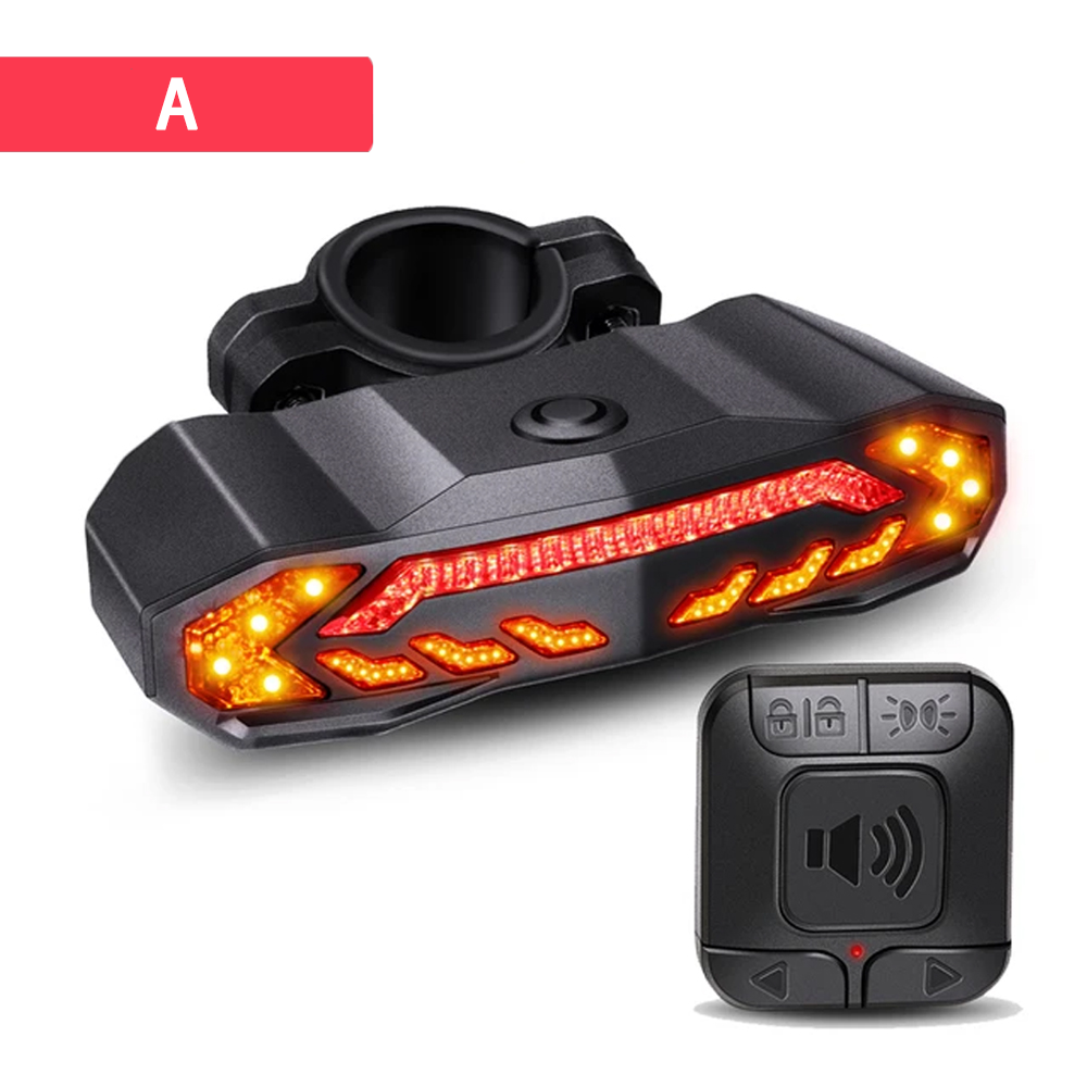 Faro per bicicletta Rockbye con allarme clacson telecomando fanale posteriore per bicicletta impermeabile con indicatore di direzione allarme antifurto per bicicletta: Borgogna