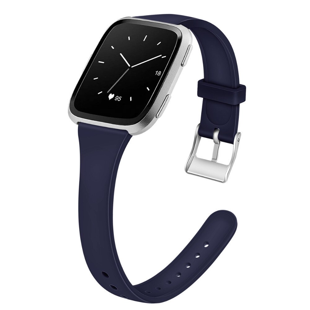 Replacement Band For Fitbit Versa 2 Band Silicone Slim Thin Narrow Replacement Watch Starp For Fitbit Versa/Versa 2 Women Men: Dark Blue / S-(140-190mm)