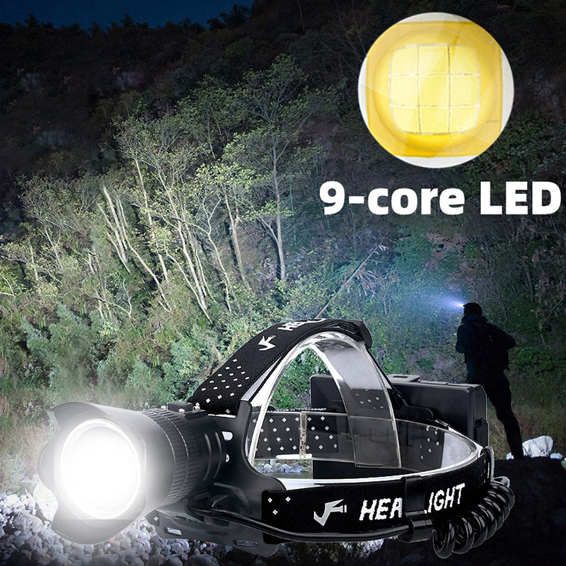 LED Kopf Licht Lampe 3-Modus Zoom USB Scheinwerfer Wiederaufladbare Wasserdichte Kopf Taschenlampe Für Camping Angeln