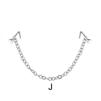 Novo nariz duplo piercing corrente nariz para narina piercing aço inoxidável nariz parafuso prisioneiro decoração brinco piercing corrente feminina