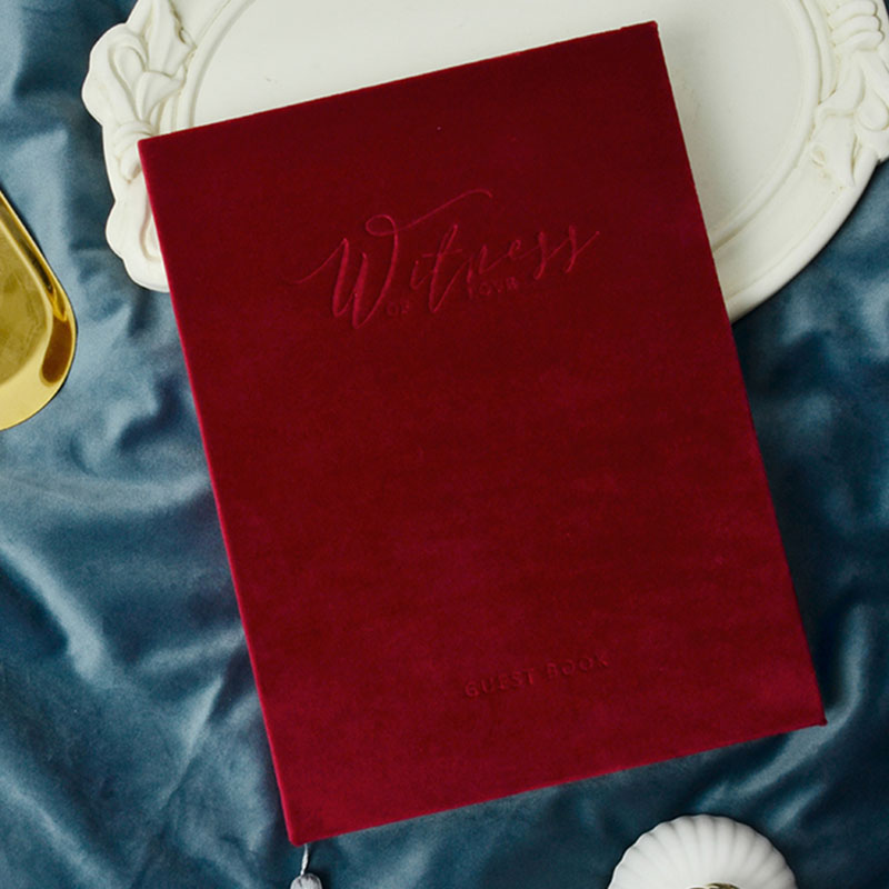 Bryllupsdekoration gæstebog log ind med lyserød fløjl hardcover til forlovelses jubilæumsfest notesbog planner brude