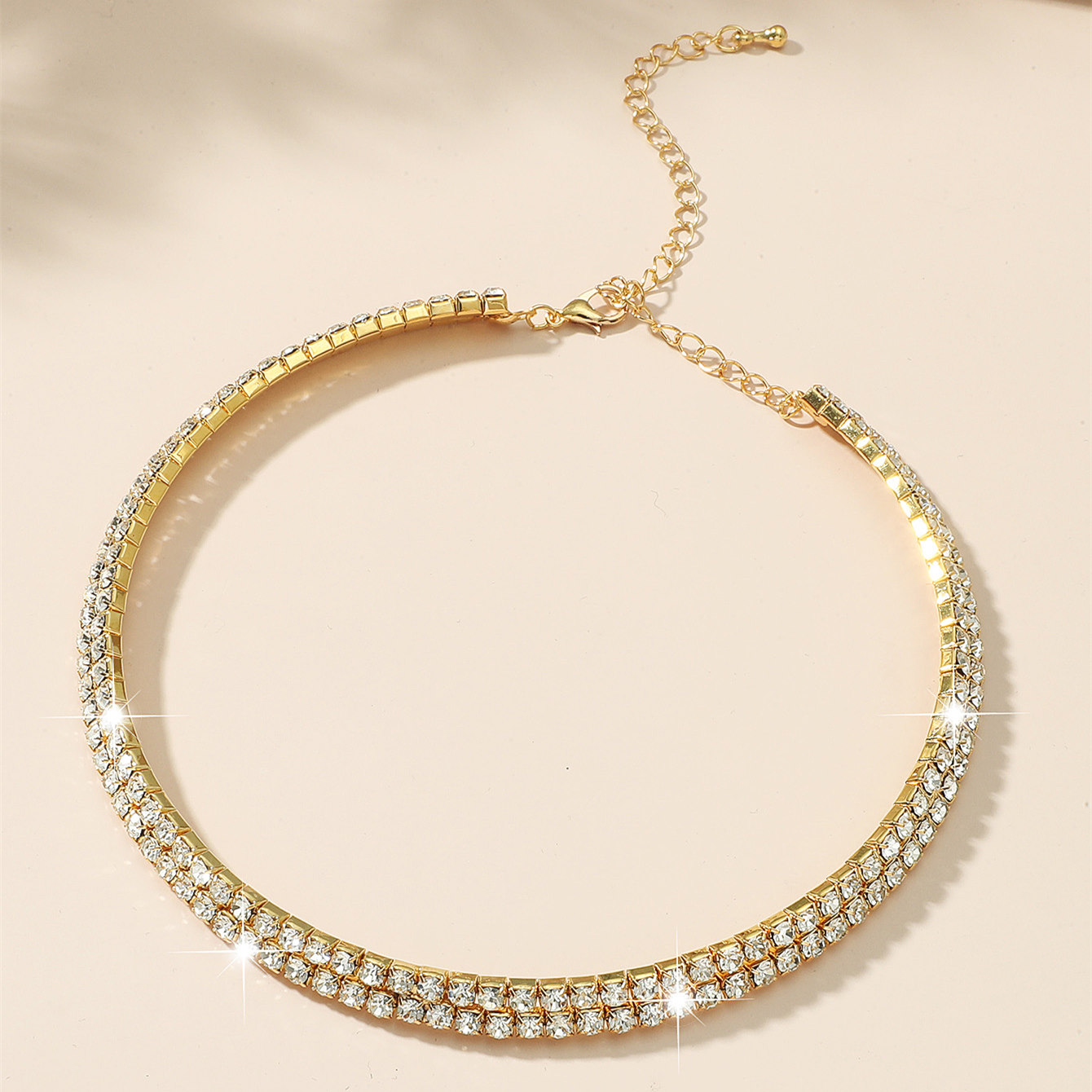Gargantilla de cadena con cuello de cristal de Color plateado brillante para mujer, Gargantilla con diamantes de imitación para de boda, de joyería: Cobalto violeta
