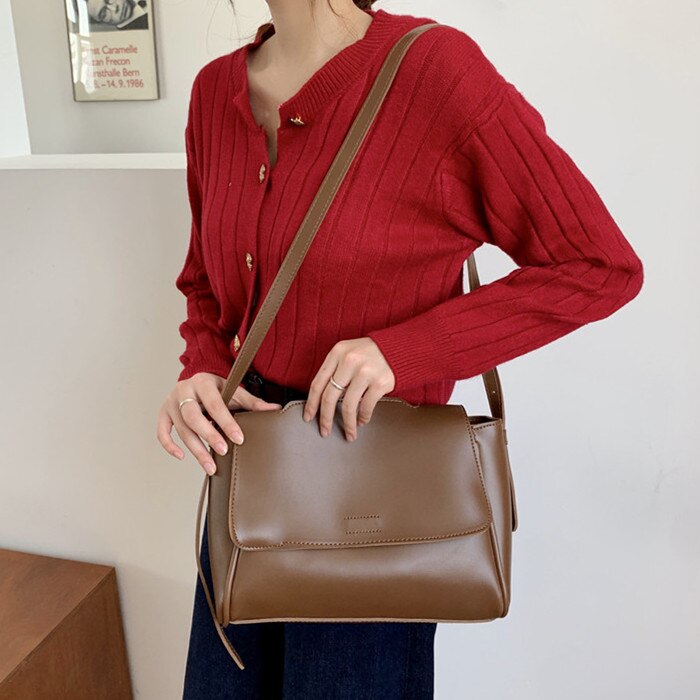 Vintage women shoulder bag PU leather female Handbags big Totes Solid color ladies hand bag Large capacity Crossbody bags bolsa