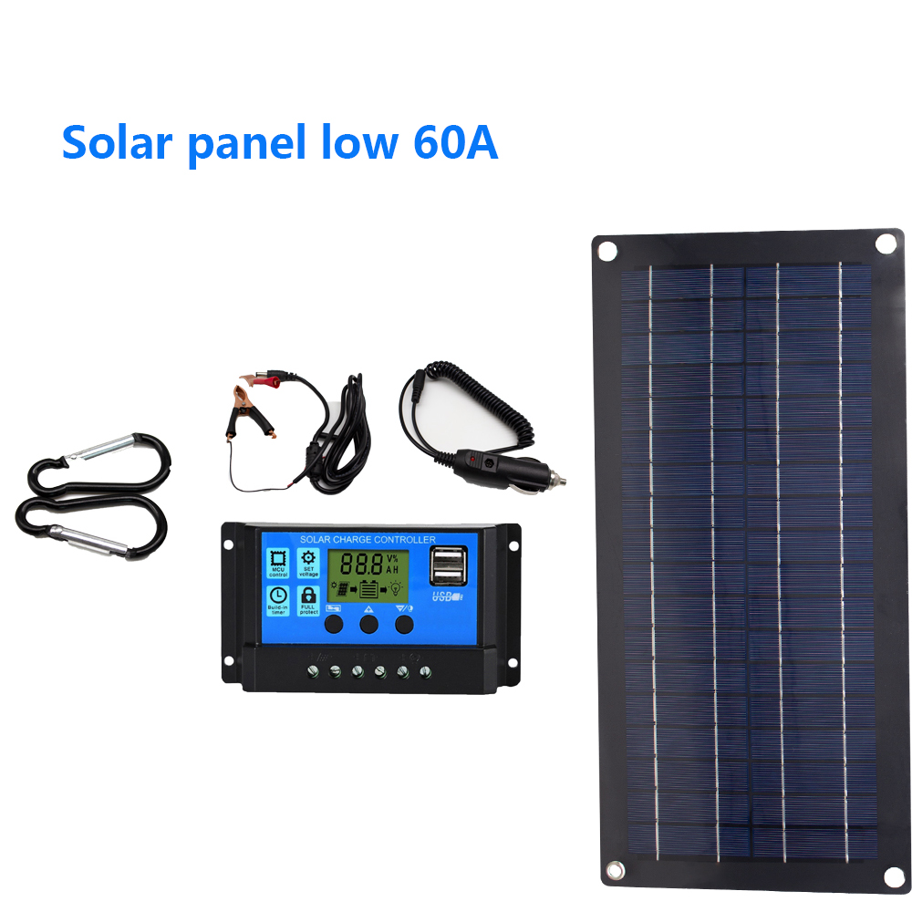 Sistema de energía Solar de 1000W, Kit de Panel Solar, estación de energía de 12V a 220V, controlador 10A-60A para el hogar, coche, Camping, cargador de respaldo: Negro