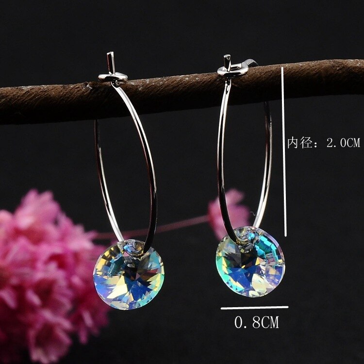 Pendientes simples con perforaciones de cristal austriaco, pendientes de temperamento populares, aretes minimalistas súper brillantes, joyería E462, 1 par