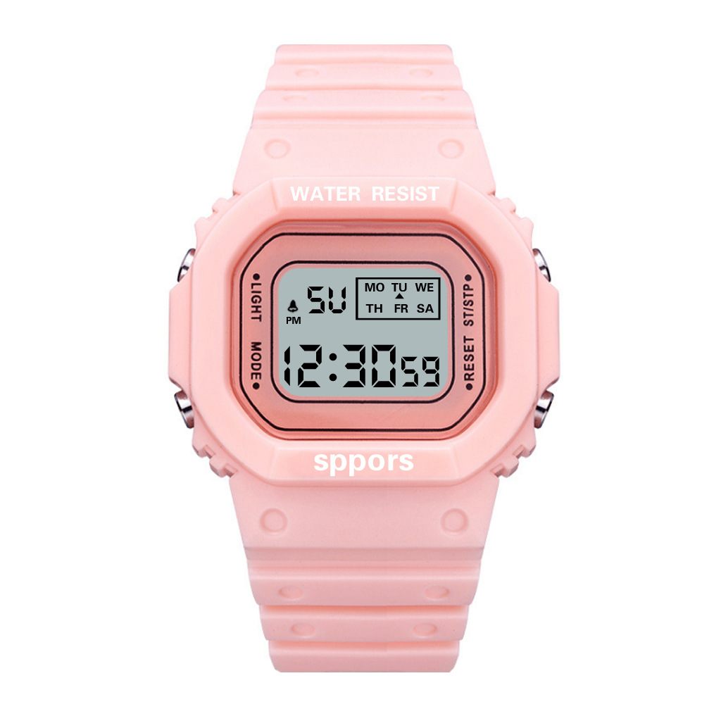 Relojes de para mujer, reloj deportivo Digital transparente informal en blanco y negro, reloj de para amantes, reloj de pulsera para niños, reloj para parejas: Rosa