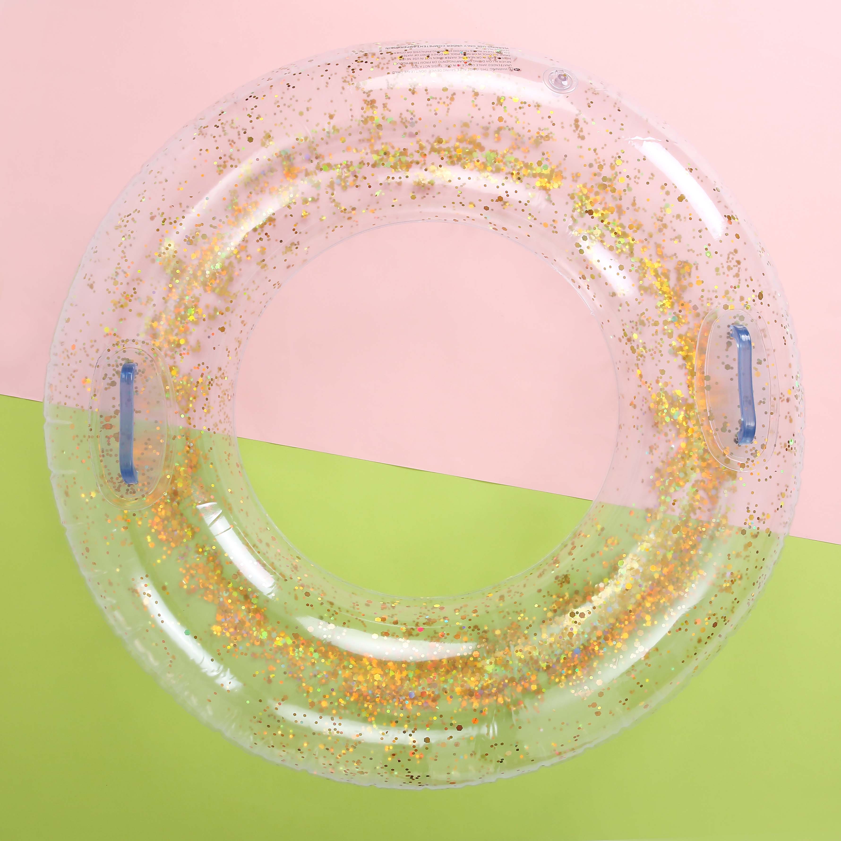 Inflatable Pool Rose Gold Glitter Swim Ring Swimming Tool Pool Life Buoy pool floats For Adult Pool: 100cm gold
