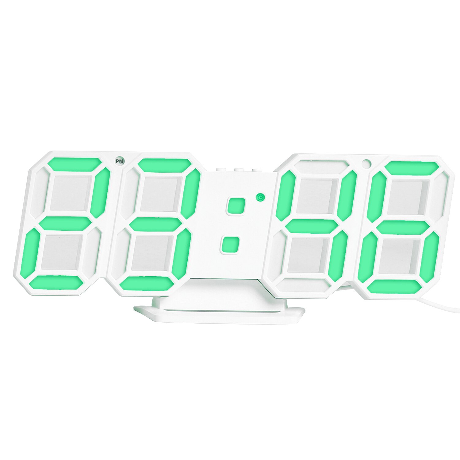 3D LED Digital Clock Bedroom Desk Alarm Clock Electronic Hanging Wall Clock Desktop Watch 12/24 Hour Calendar Home Decor: Green
