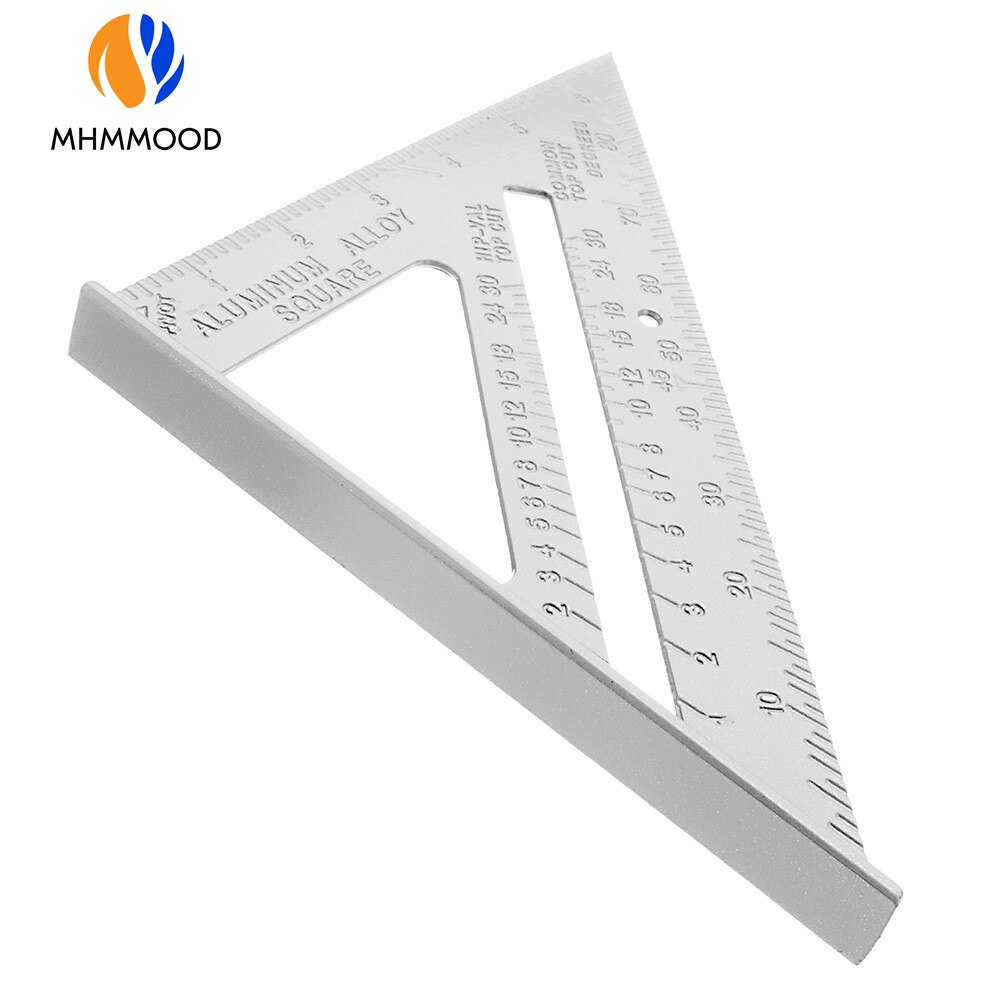 Angle Ruler 7inch Metric Aluminum Alloy Triangular Measuring Gauges Ruler Woodwork Speed Square Triangle Angle Protractor Tools