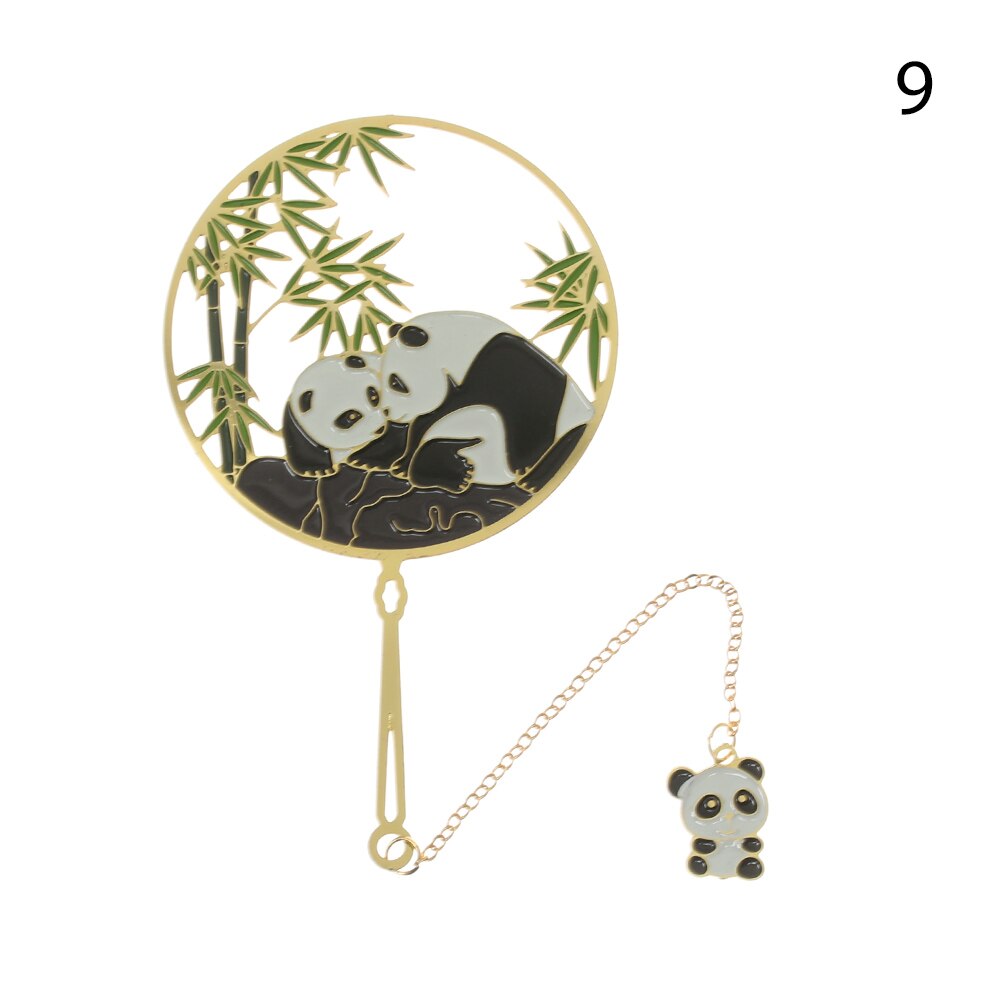 Chinese Style Retro Metal Bookmark Peacock Panda Pendant Hollow Bookmark Book Tassel Pagination Mark Stationery Supply: 9